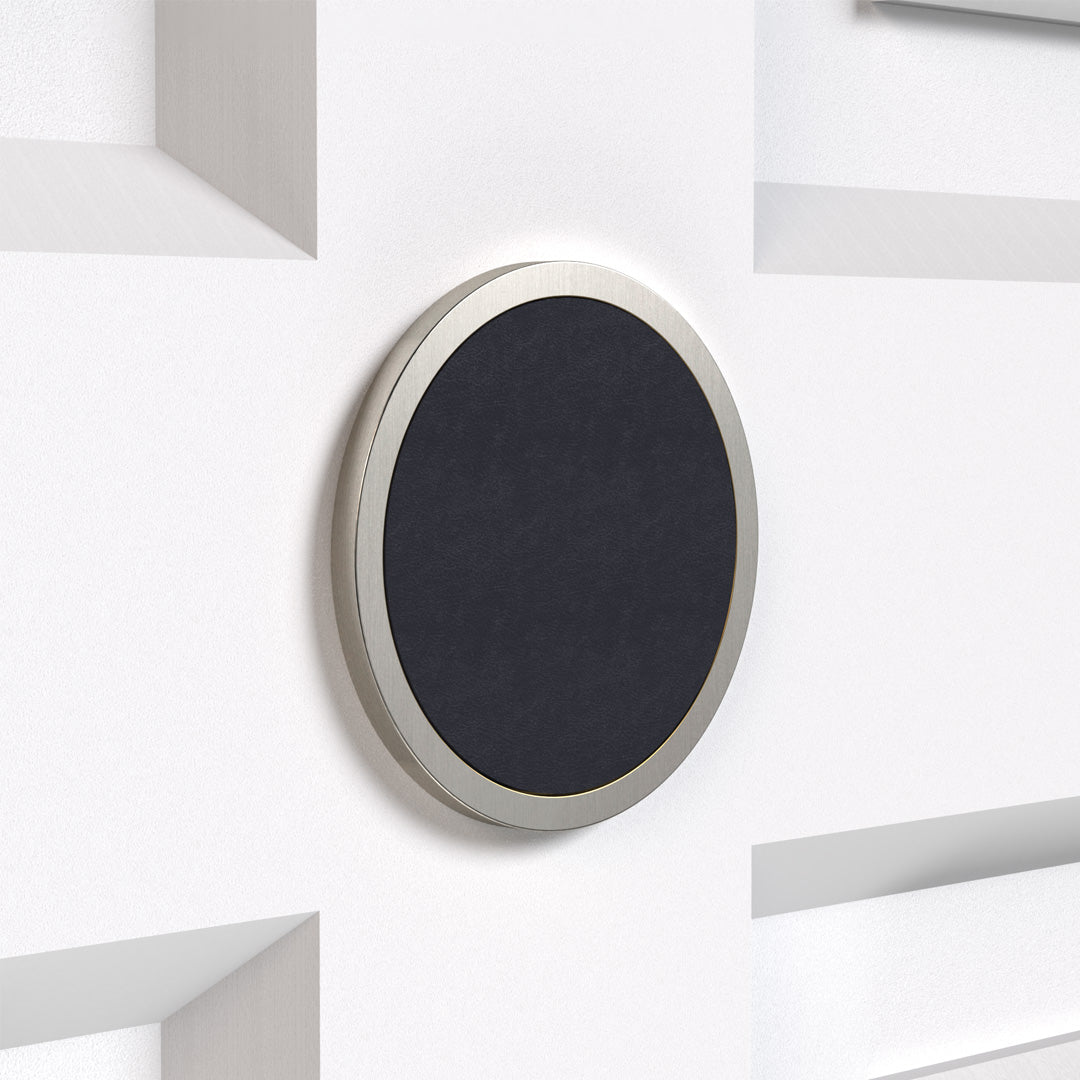 Brass & Leather Symbol Door Plaque in Silver