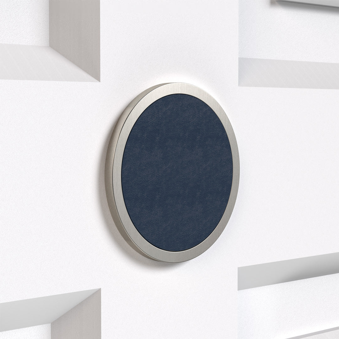 Brass & Leather Number Door Plaque in Silver