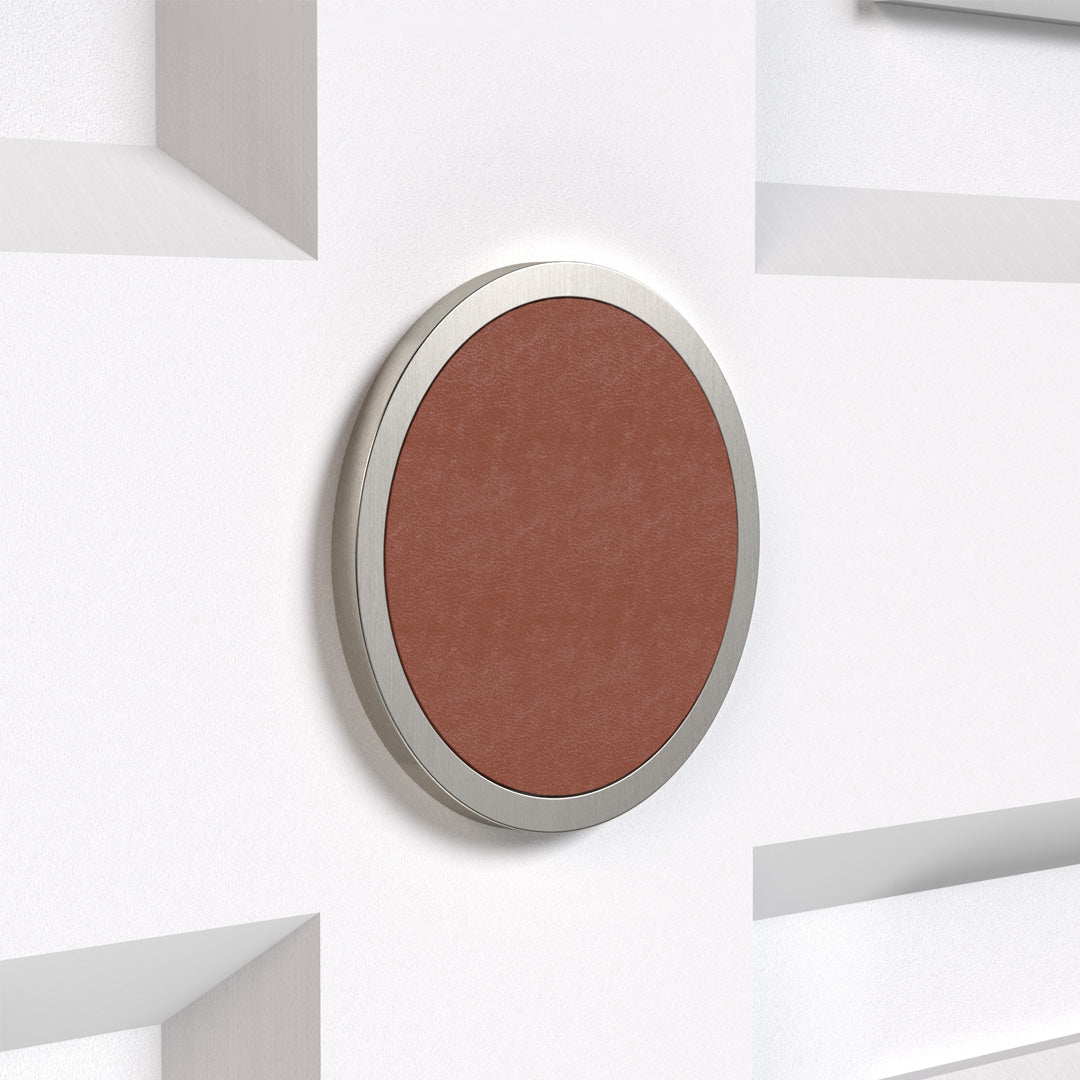 Brass & Leather Number Door Plaque in Silver