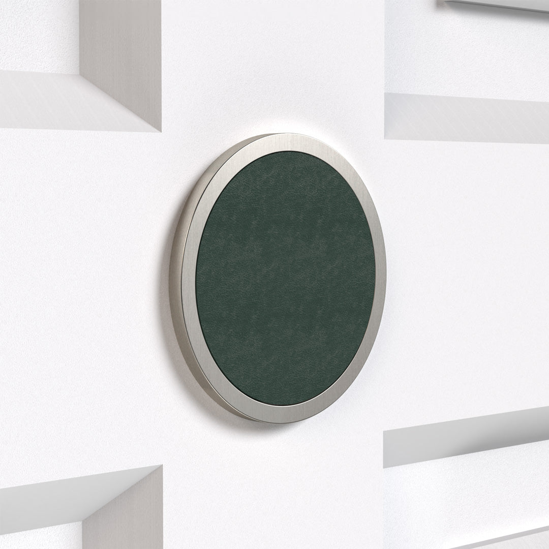 Brass & Leather Symbol Door Plaque in Silver