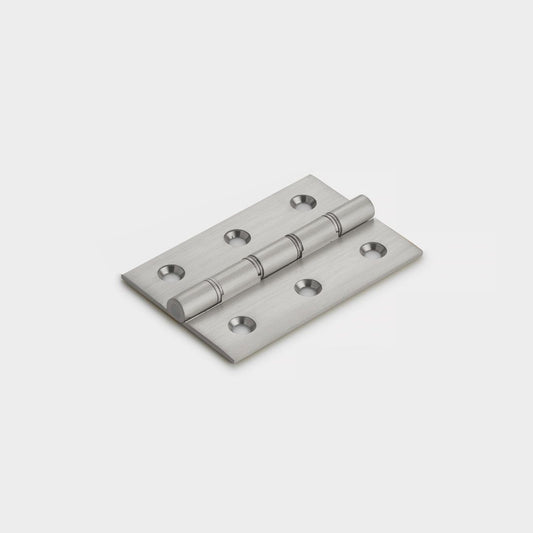 Brass Butt Hinge in Silver - Double Bronze Washered - 76mm x 51mm