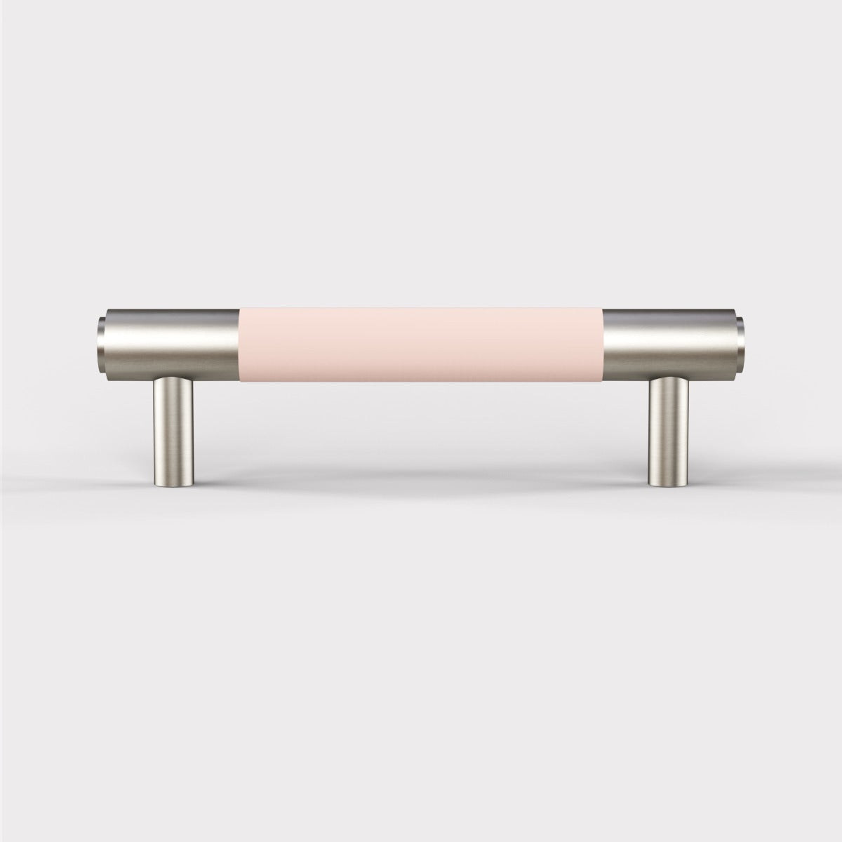 Brass & Pink Leather Cabinet Handles in Silver