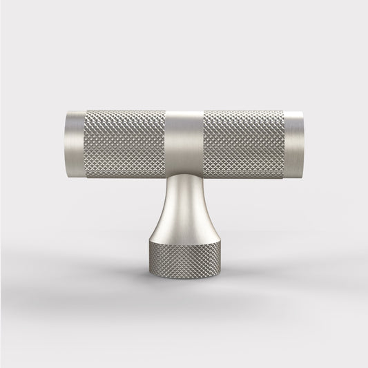 Brass Knurled T Bars in Silver
