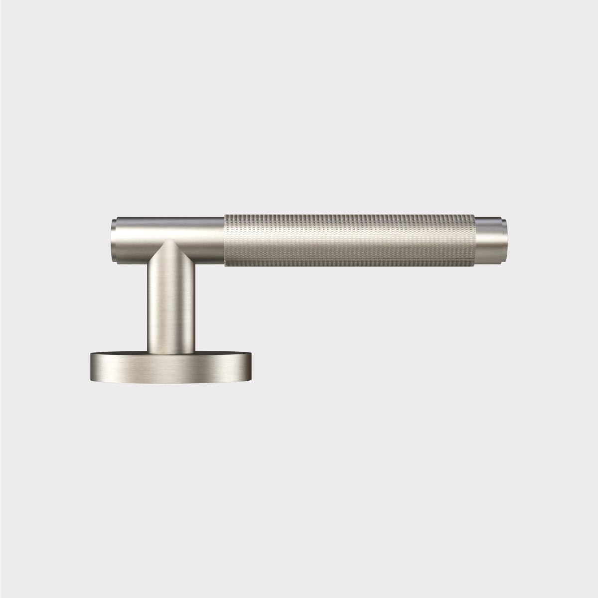 Brass Knurled Lever Door Handle in Silver