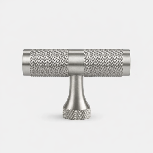 Brass Knurled T Bars in Silver