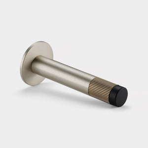 Brass Linear Wall Mounted Door Stop in Silver and Antique Gold