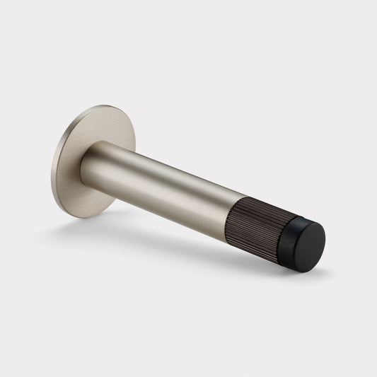 Brass Linear Wall Mounted Door Stop in Silver and Bronze