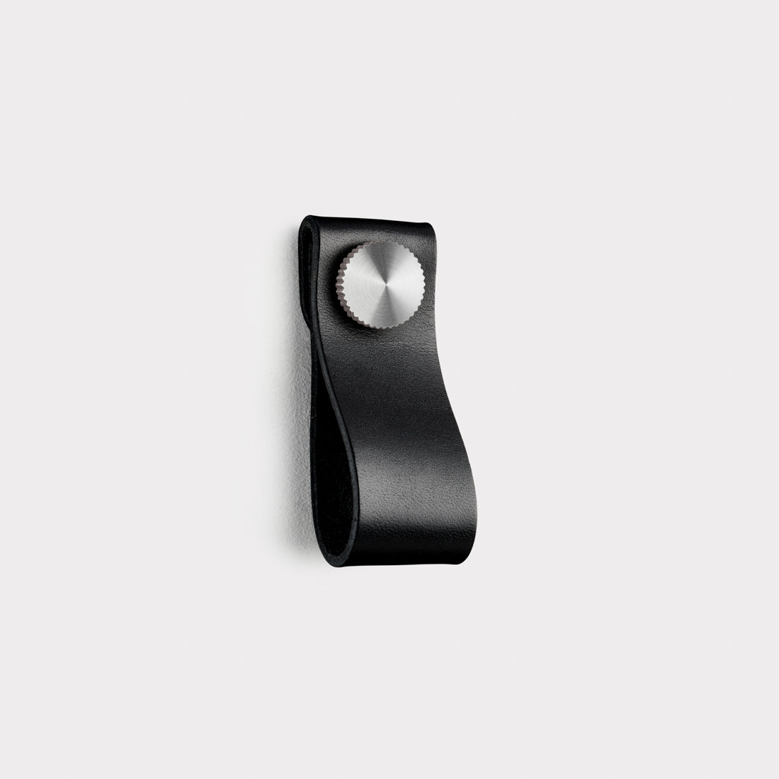 Leather Cabinet Drop  Pulls with Silver Studs in Black - Small