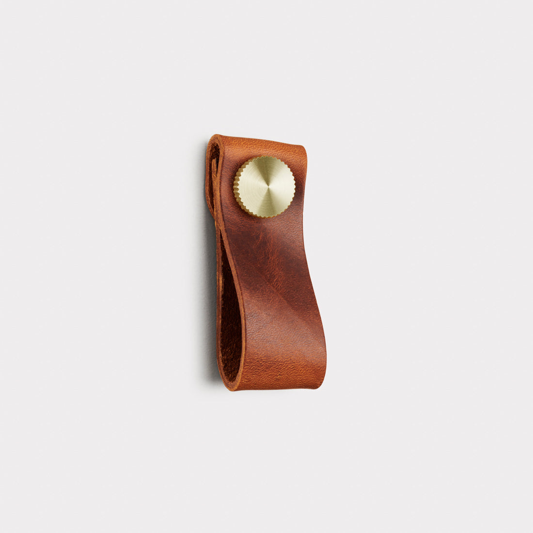 Leather Cabinet Drop Pulls with Gold Studs in Brown - Small
