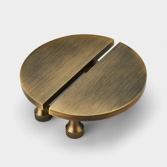 Small Solid Brass Half Moon Handles in Antique