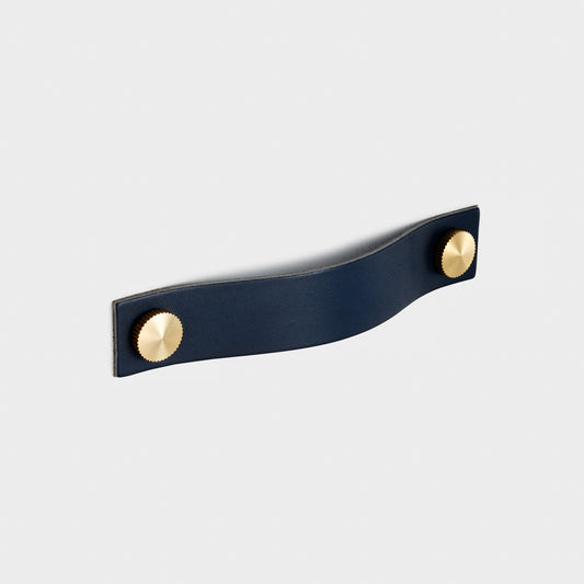 Leather Cabinet Pulls with Studs in Blue