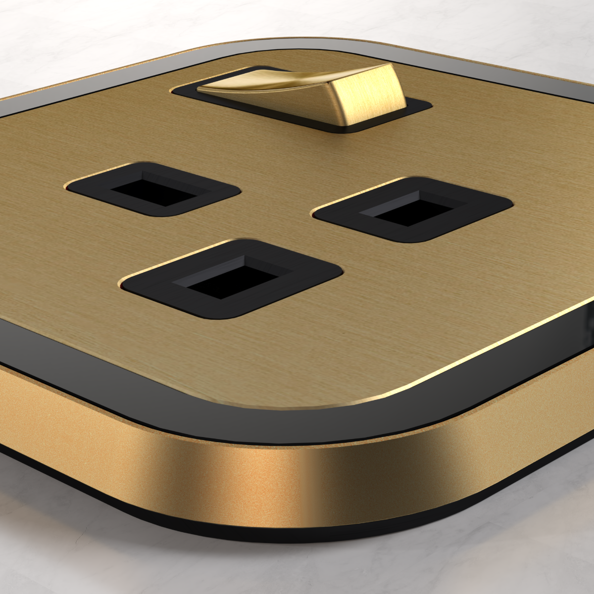2G UK Plug Socket (13A) in Gold & Black Gloss