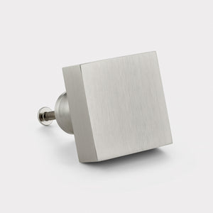 Brass Square Door Knobs in Silver