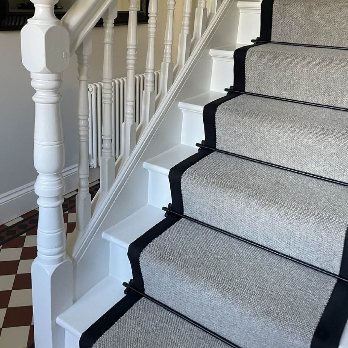 Made to Measure Brass Stair Carpet Runner Rods in Black