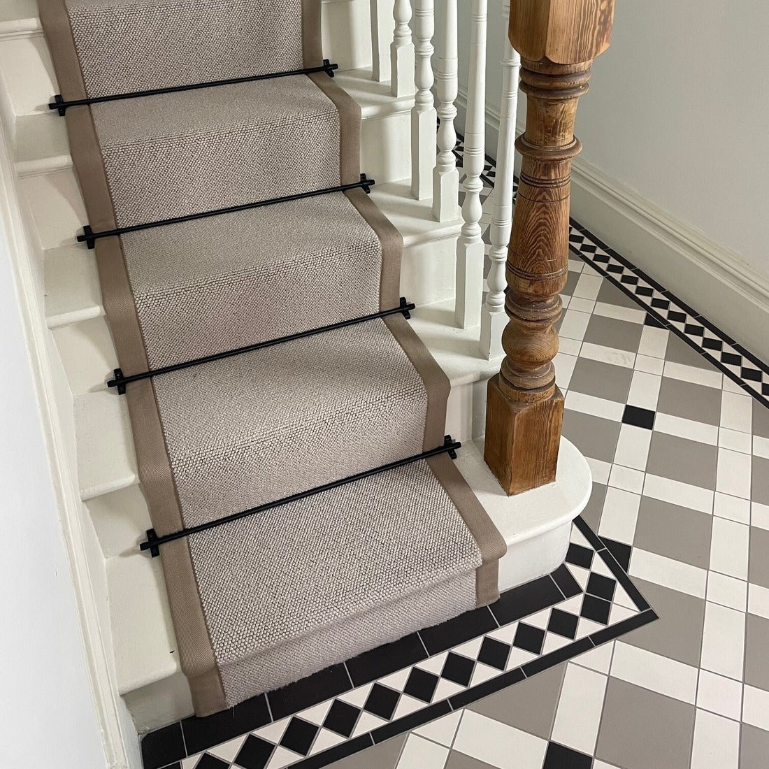 Brass Stair Carpet Runner Rods in Black