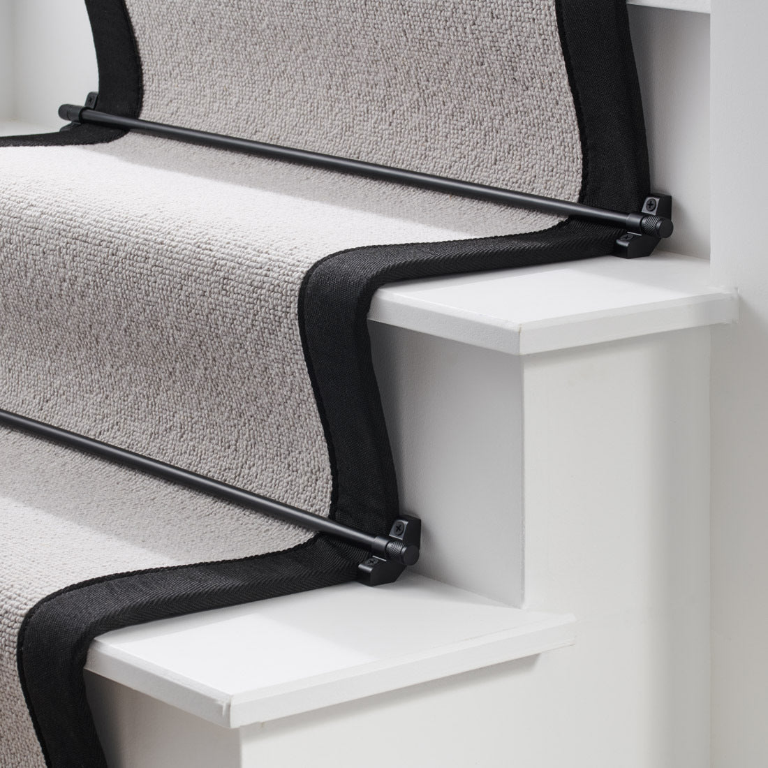 Made to Measure Brass Stair Carpet Runner Rods in Black