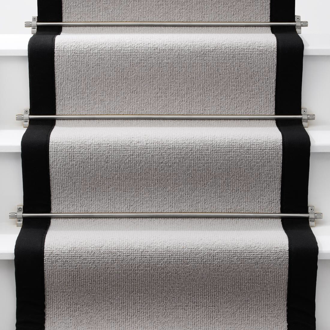 Brass Stair Carpet Runner Rods in Silver