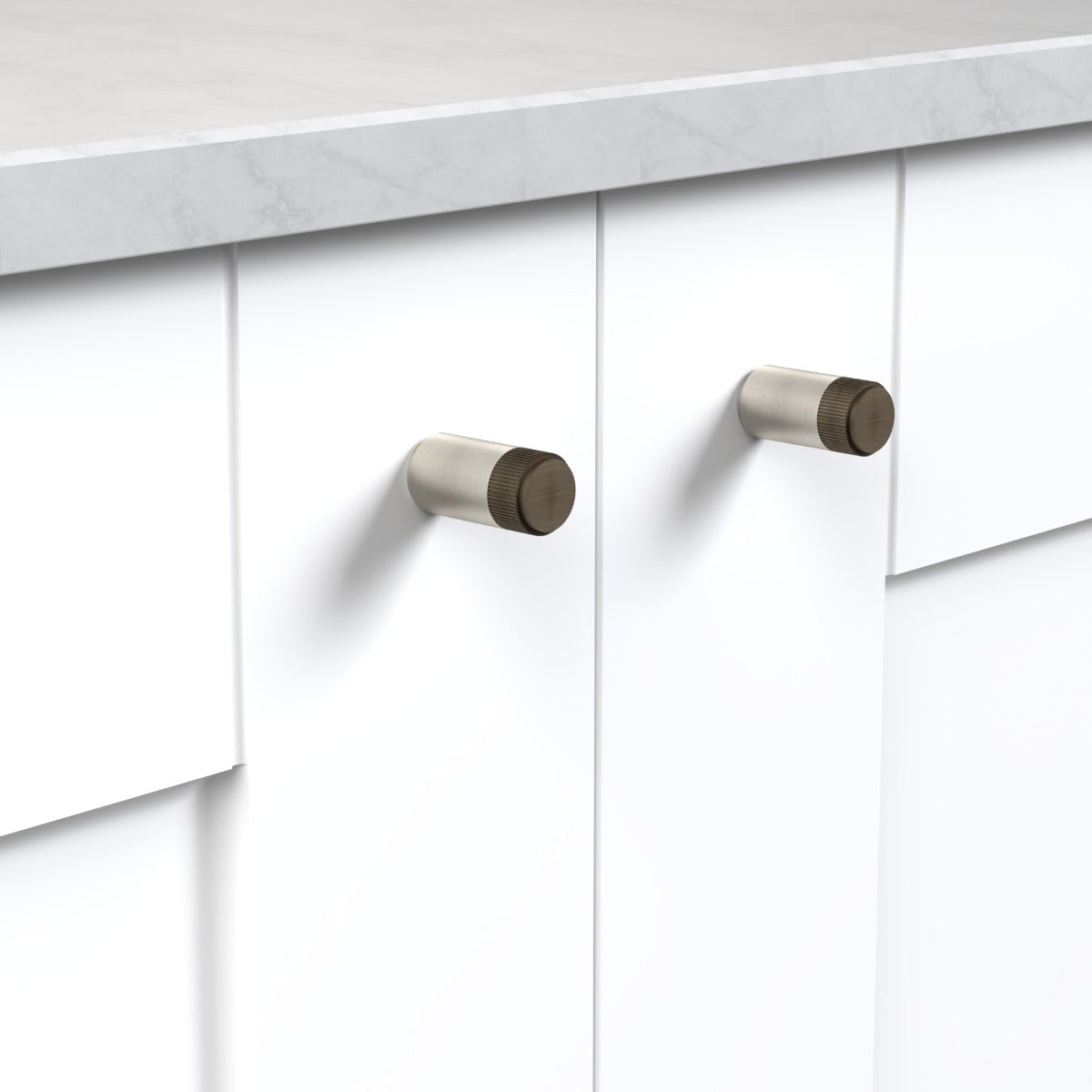 Brass Linear Cylinder Pulls in Silver and Antique Gold