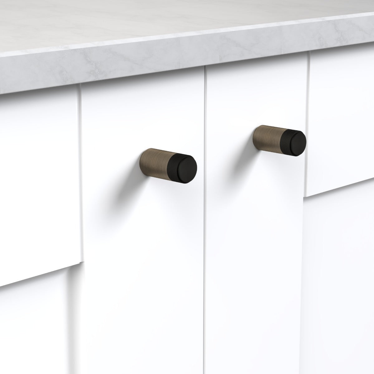 Brass Linear Cylinder Pulls in Antique and Black