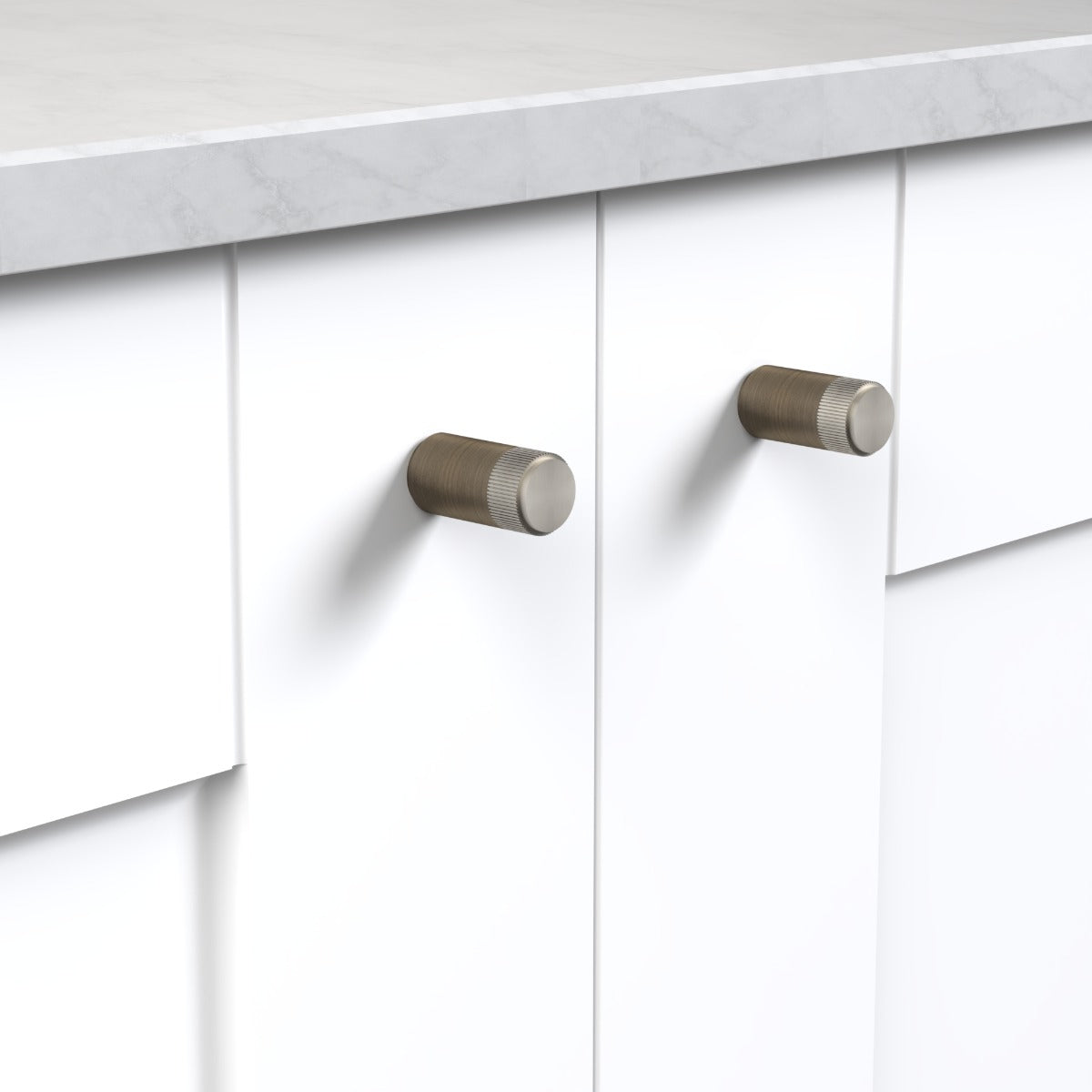 Brass Linear Cylinder Pulls in Antique and Silver