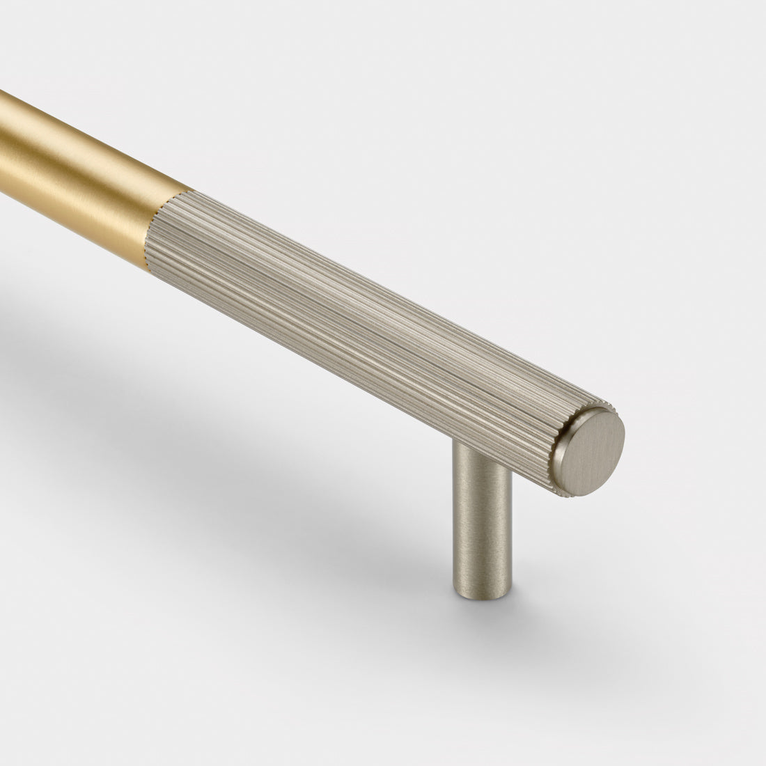 Gold Brass Linear Cabinet Handle with Tip in Silver