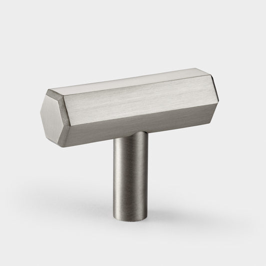 Solid Brass Hexagonal T Bar Handle in Silver