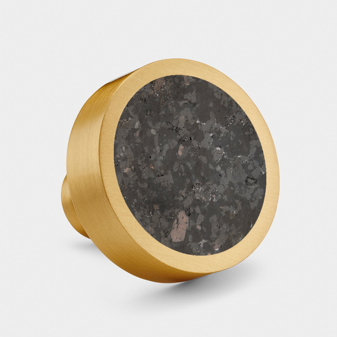 Brass & Black Terrazzo Round Door Knobs in Gold