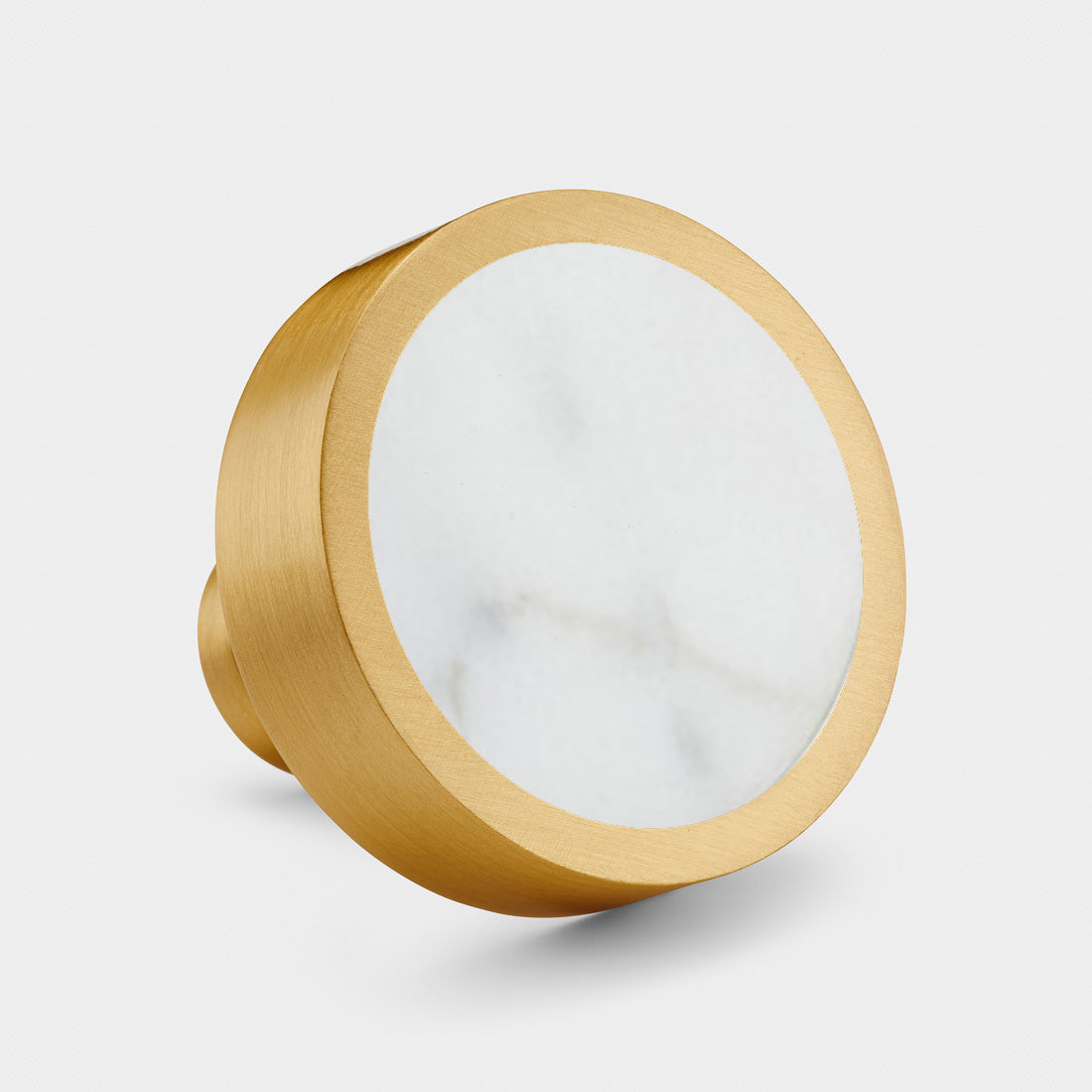 Brass & White Terrazzo Round Door Knobs in Gold