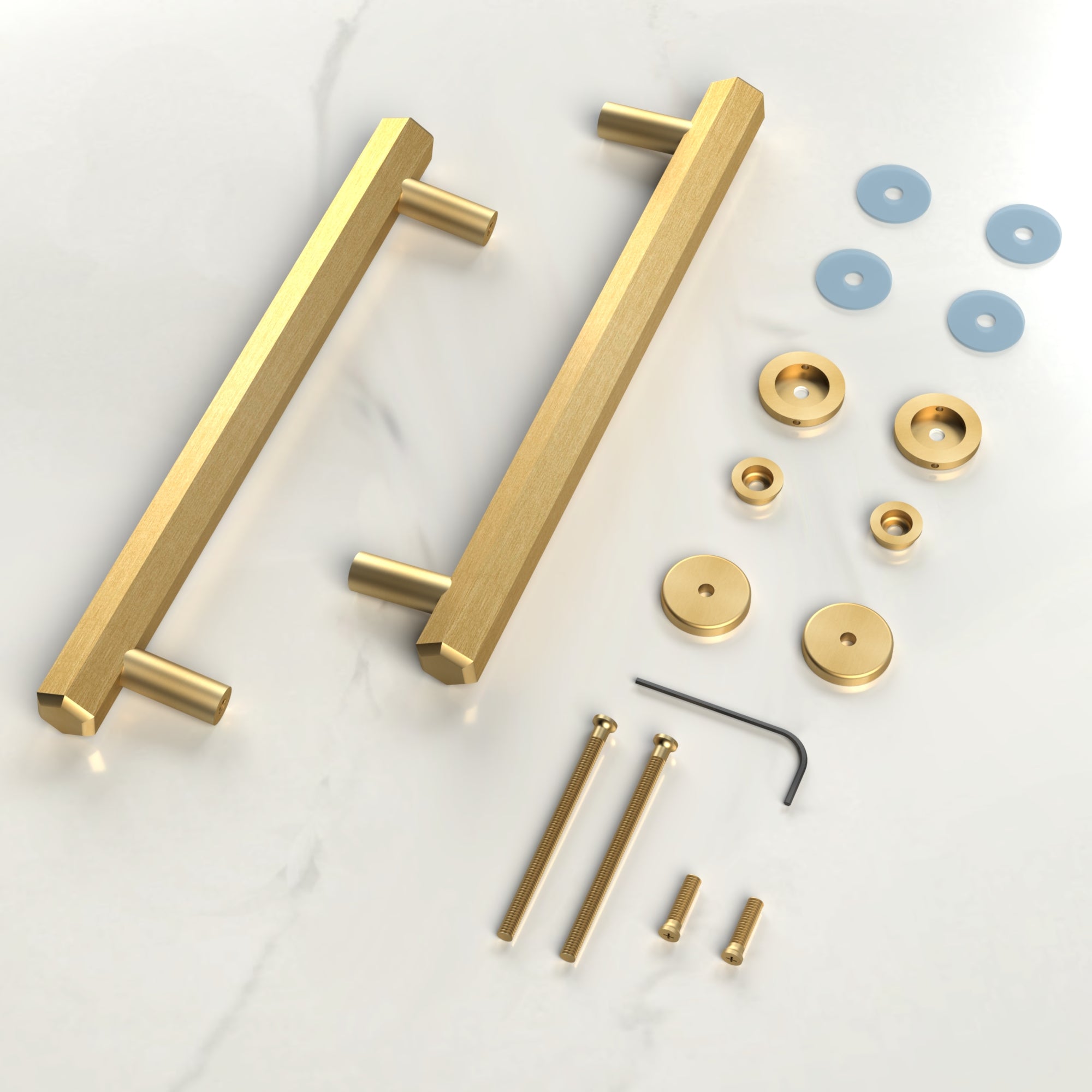 Solid Brass Gold Hexagonal Double Sided Pull Handles