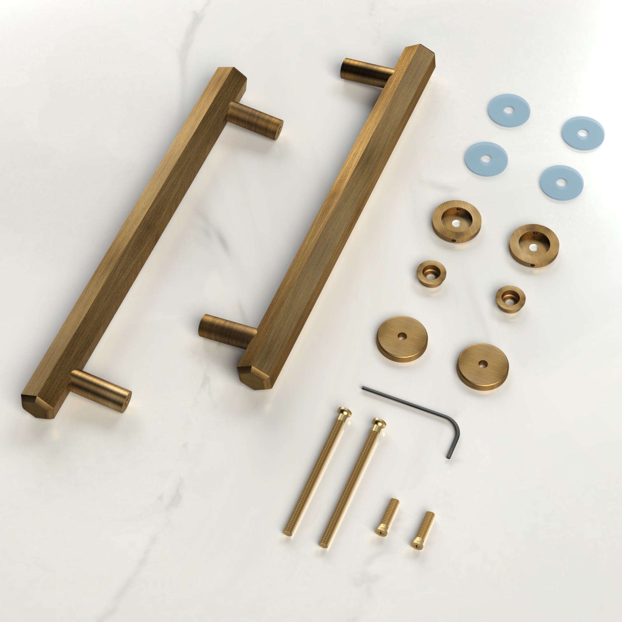 Solid Brass Antique Hexagonal Double Sided Pull Handles