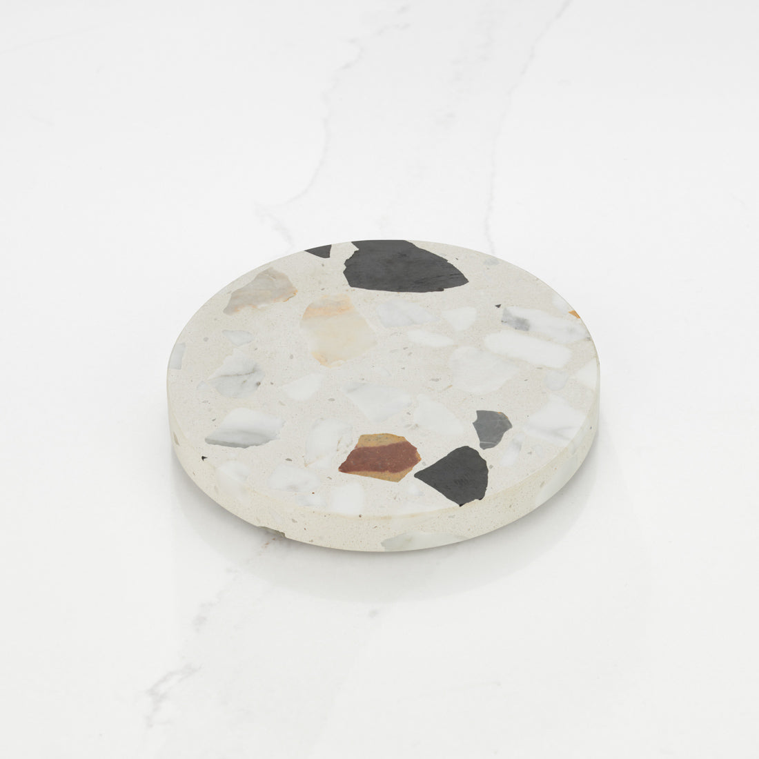 Terrazzo Round Drinks Coaster in Black & White