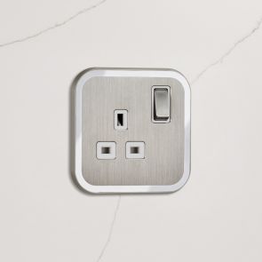 1G UK Plug Socket (13A) in Silver & White Gloss