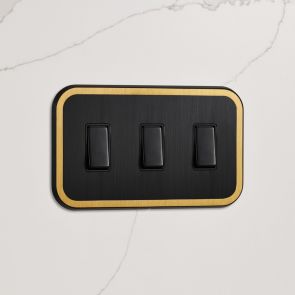 3G Rocker Light Switch (20A) in Black & Gold