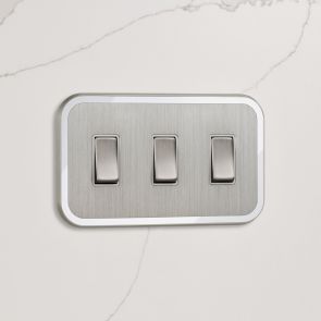 3G Rocker Light Switch (20A) in Silver & White Gloss