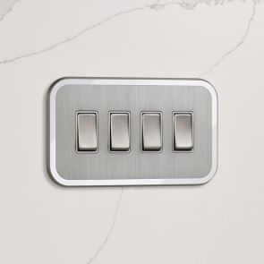 4G Rocker Light Switch (20A) in Silver & White Gloss